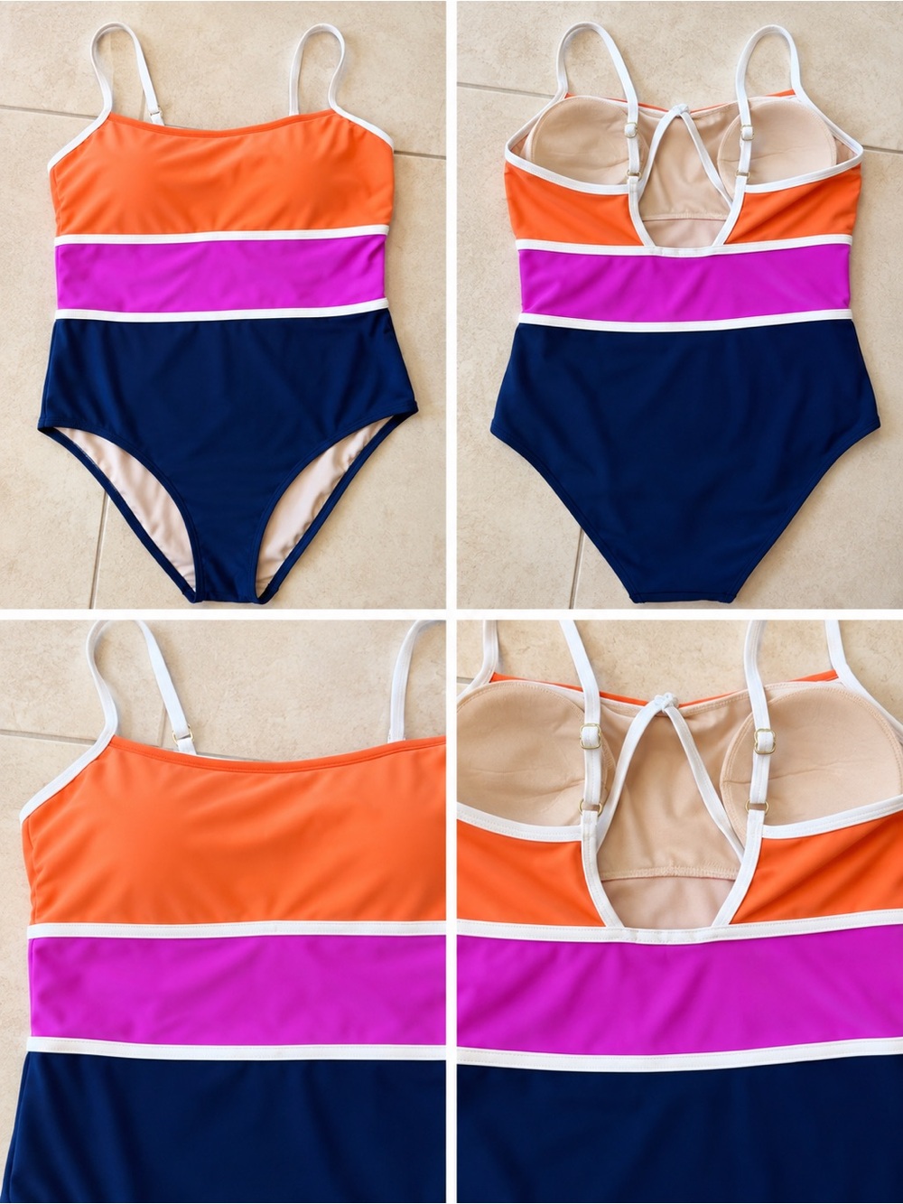 Target Women’s Colorblock One-Piece Swimsuit in Orange, Pink & Navy